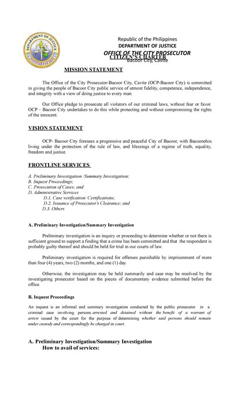 City Prosecutor's Office Citizen's Charter .